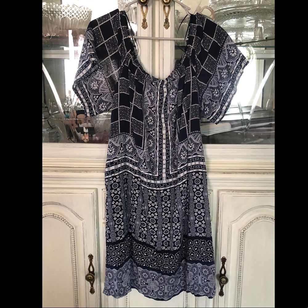 Navy and white Anthropologie dress. - Picture 1 of 2
